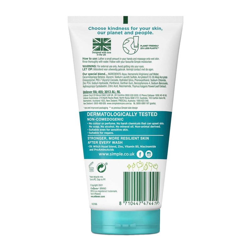 Simple Daily Skin Detox Purifying Facial Wash, 150ml 2 Pack