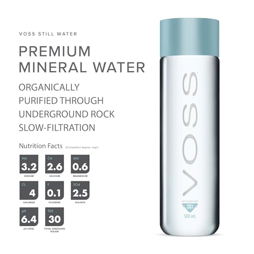 VOSS Still Water, Pack of 24 x 500ml PET Bottles, Natural Mineral Water
