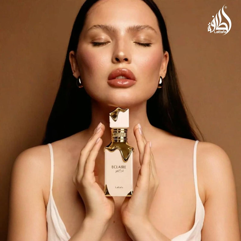 Lattafa Eclaire Eau de Parfum 100ml for Women - Long Lasting Soft Sweet Musk Perfume with Caramel, Milk, Sugar, White Flowers, Honey, Vanilla & Musk