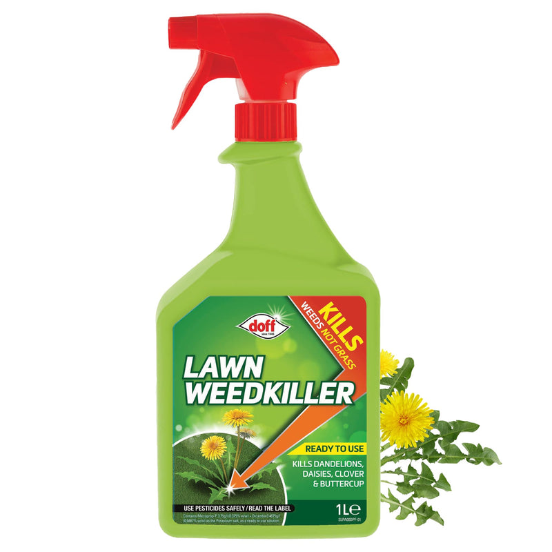 Doff Lawn Weedkiller Spray Bottle Specially Formulated Ready to Use, 1 x Doff Lawn Weedkiller 1L
