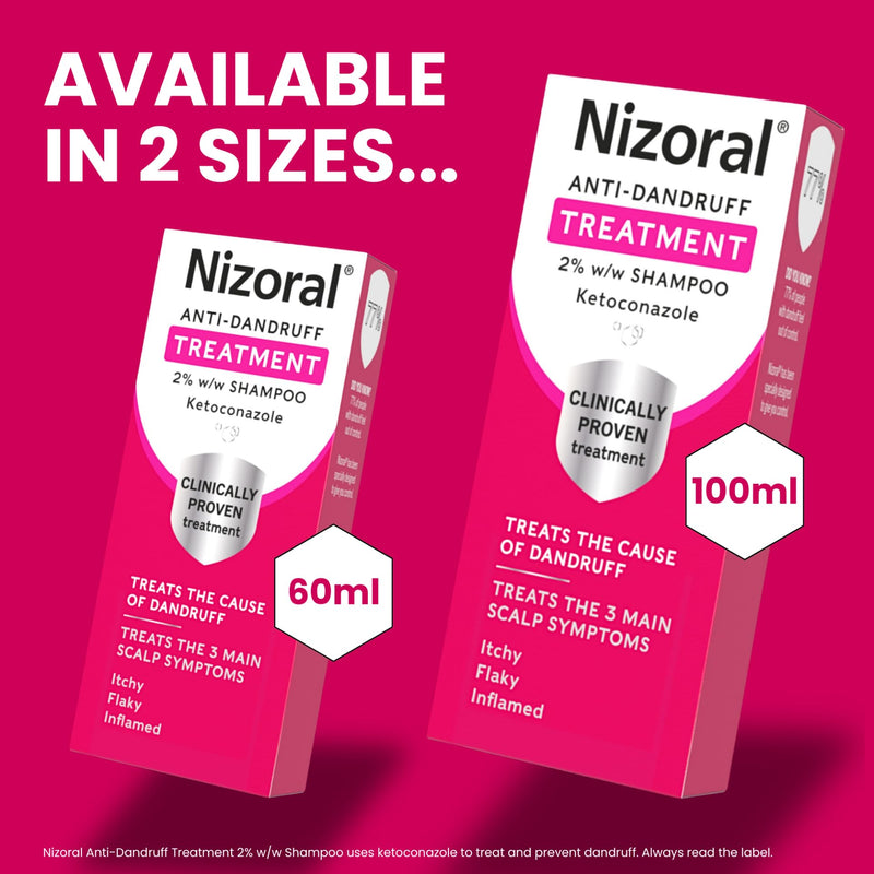 Nizoral Anti-Dandruff Treatment Shampoo, Treats and Prevents Dandruff, Clinically Proven to Control Itchy & Flaky Scalps, Contains Ketoconazole, 1 x 60ml