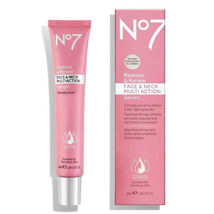 No7 Restore & Renew Face & Neck MULTI ACTION Serum 50ml