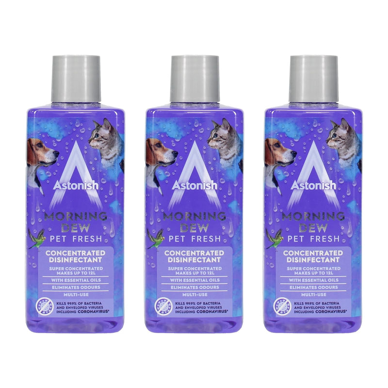 Astonish 3 in 1 Multi-Purpose Super Concentrated Disinfectant with Long Lasting Fragrance, 12 x 300ml, Morning Dew