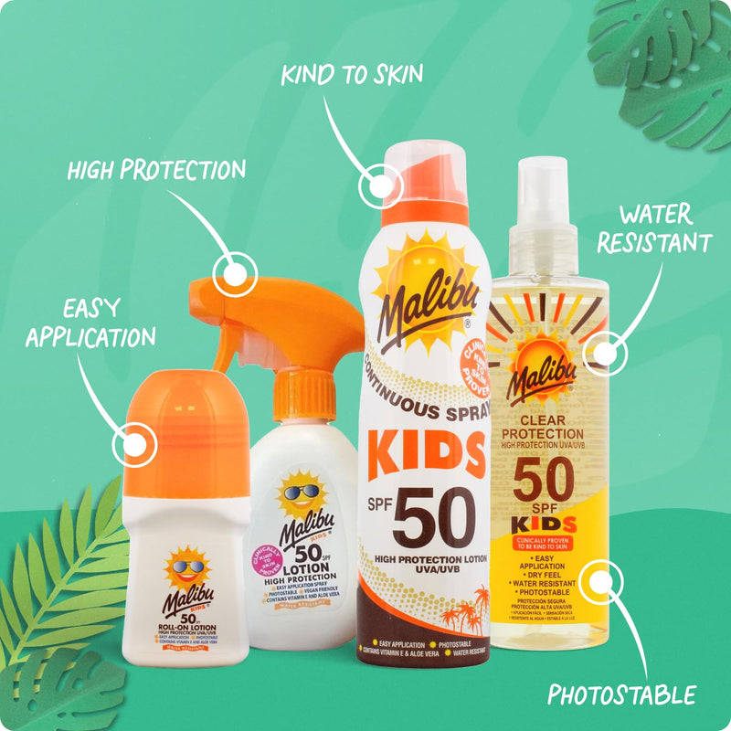 Malibu Sun Clear Spray Sunscreen, High Protection, Dry Feel, Water Resistant, 250ml